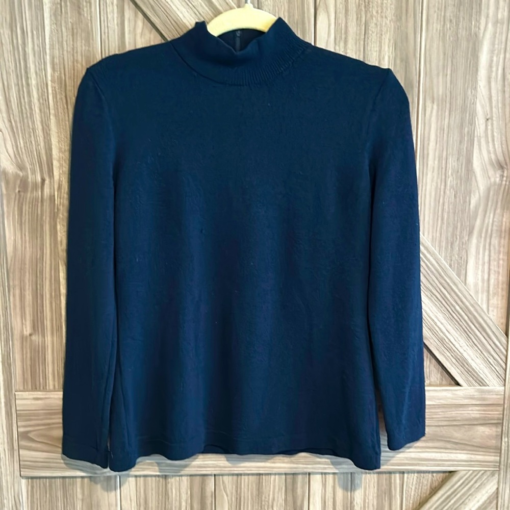 St. John Basics Knit Turtleneck Navy Sweater